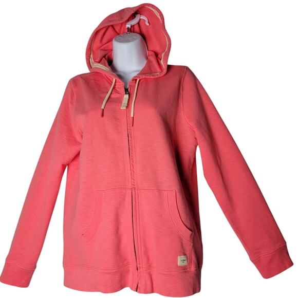 L.L.Bean Women’s Petite Small Hoodie Coral Pink Zip Up 100% Organic Cotton - Picture 1 of 10
